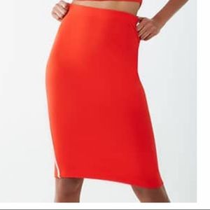 Midi Skirt with White Stripe on the side